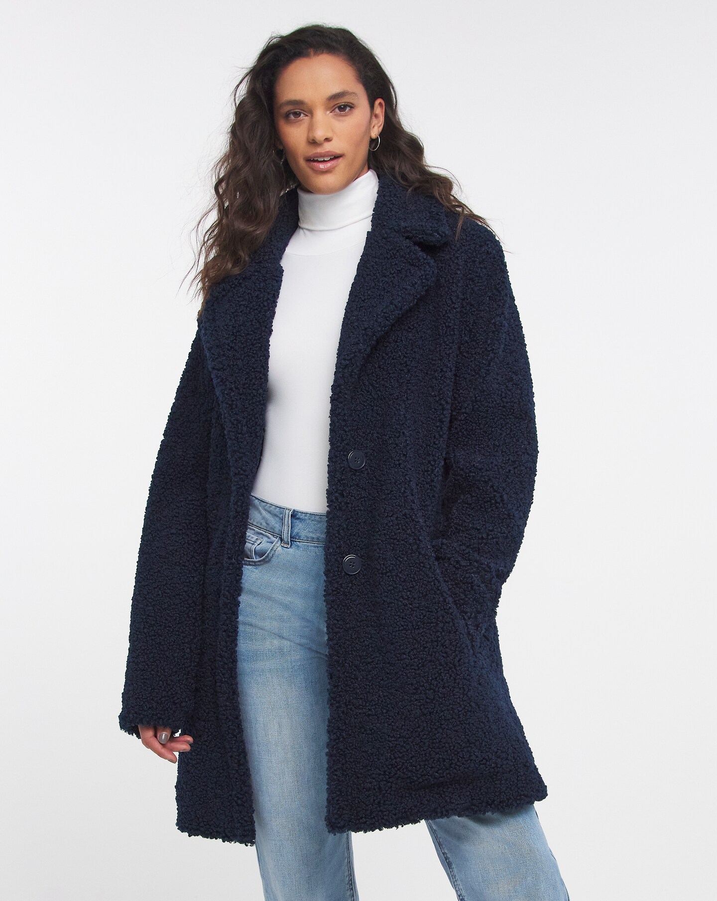 navy teddy coat