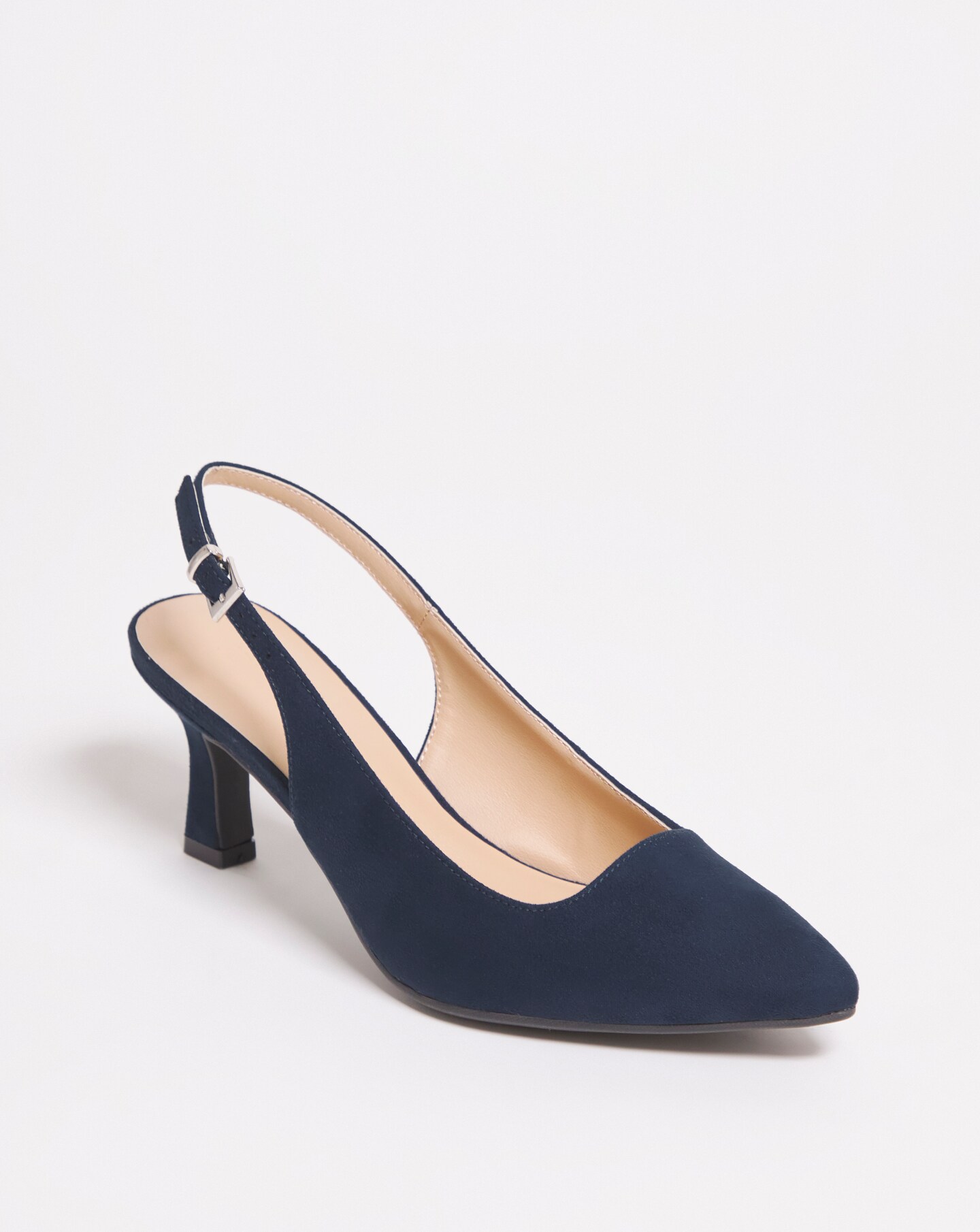 Navy blue sales kitten heel slingbacks