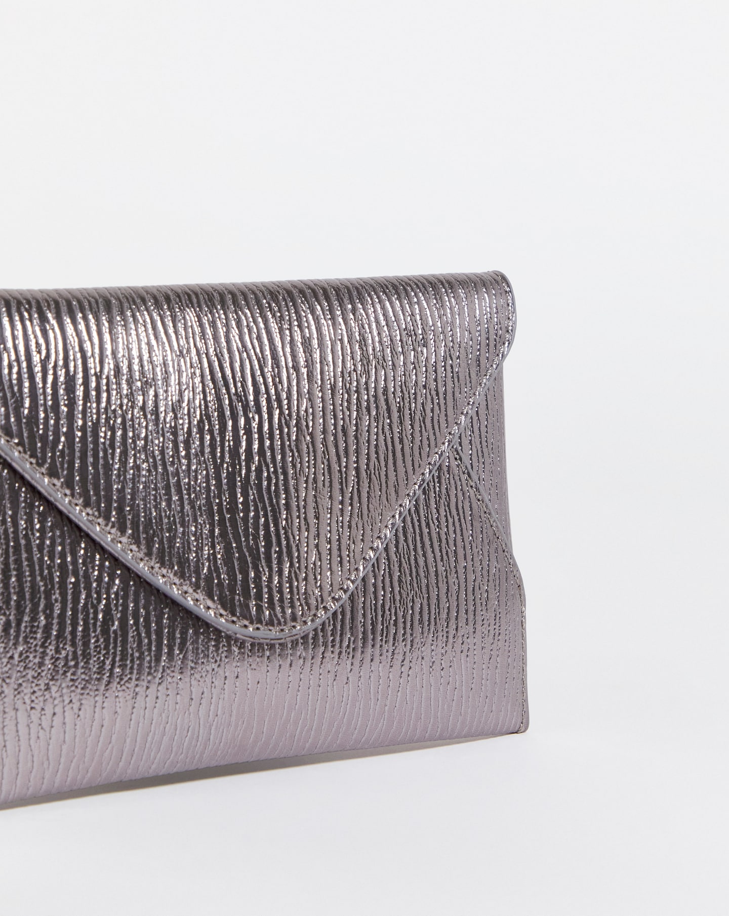 Pewter metallic cheap clutch bag