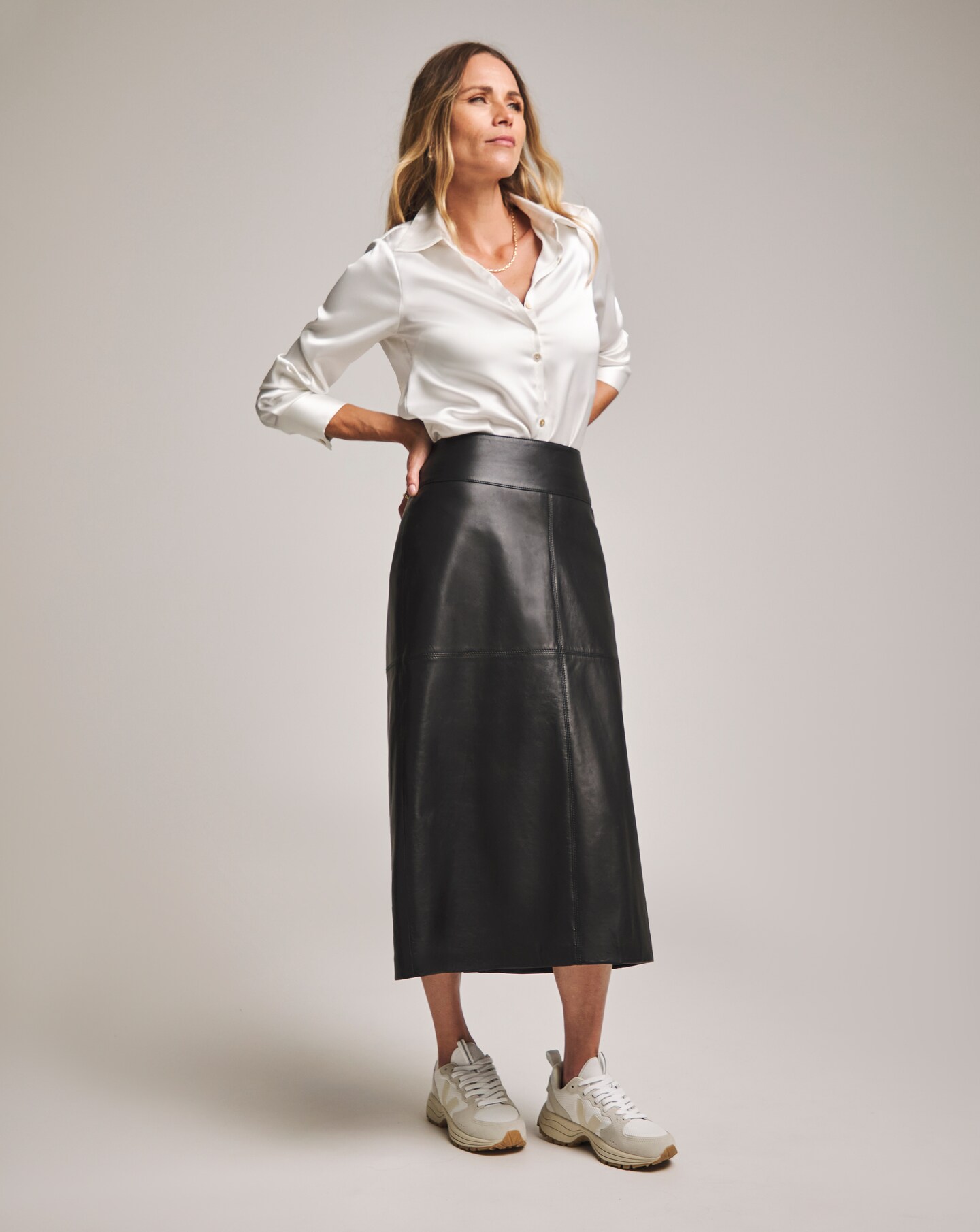 midi leather skirts