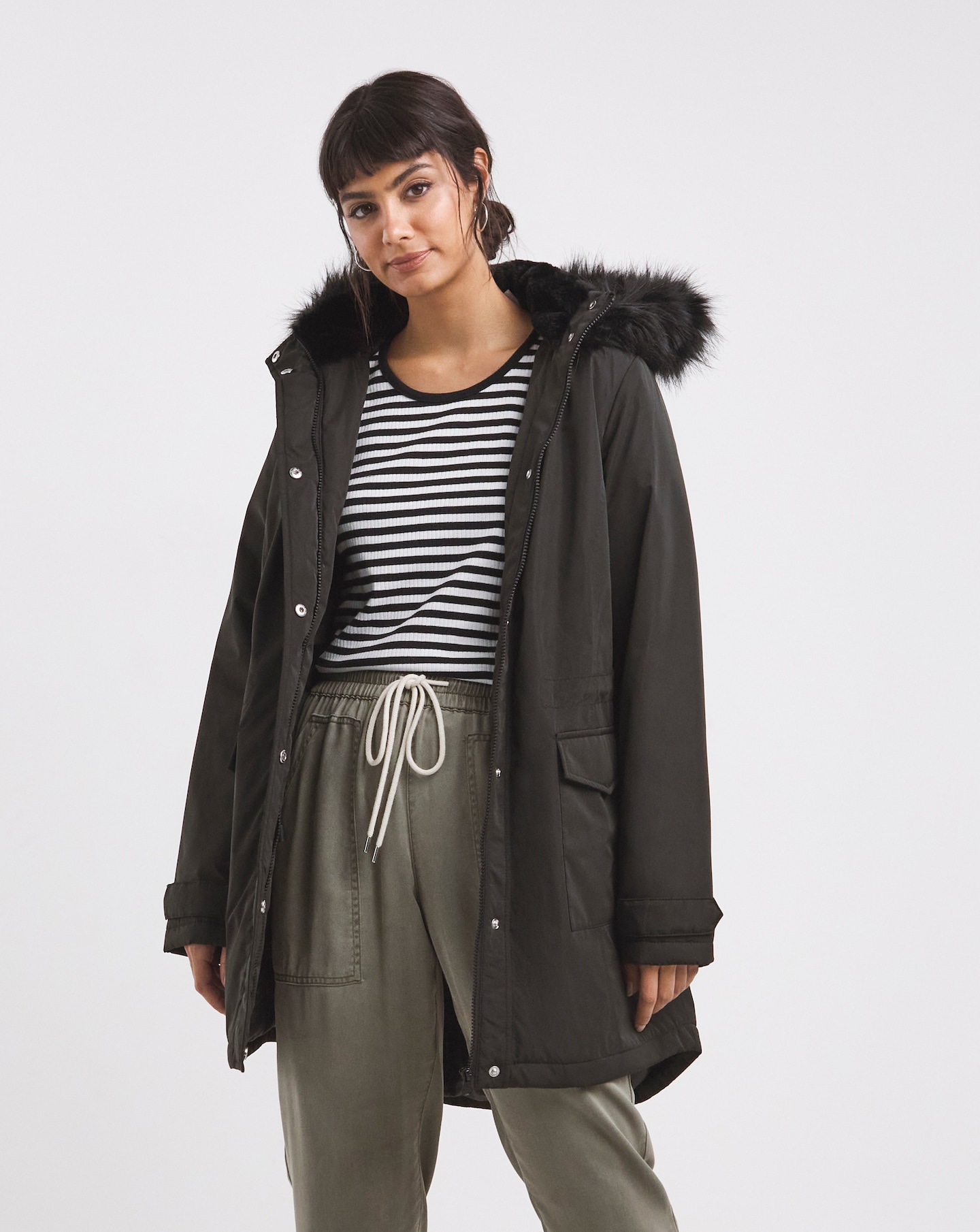 New look faux fur lined outlet parka