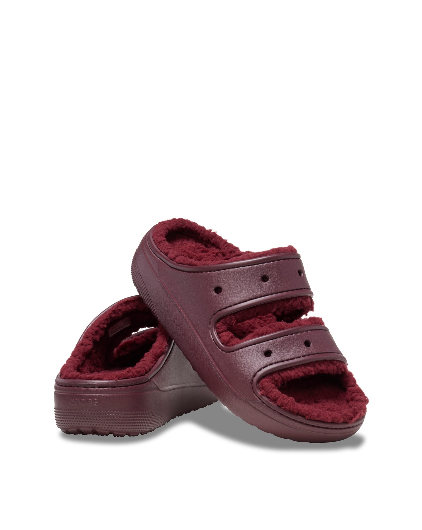 Burgundy fuzzy crocs new arrivals